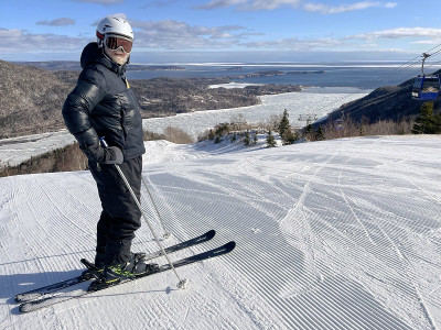 Dave at the top of the hill at Cape Smokey